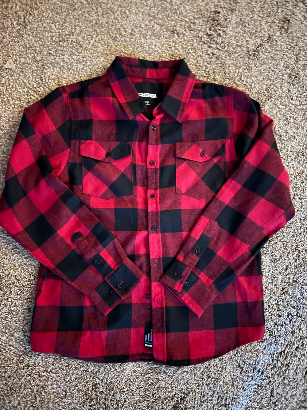 Kids RSQ Red and Black Buffalo Plaid Button-Down Shirt